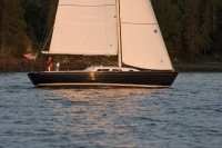 Sabre Spirit sailing off Portland Maine.