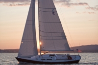 Sabre Spirit sailing off Portland Maine.